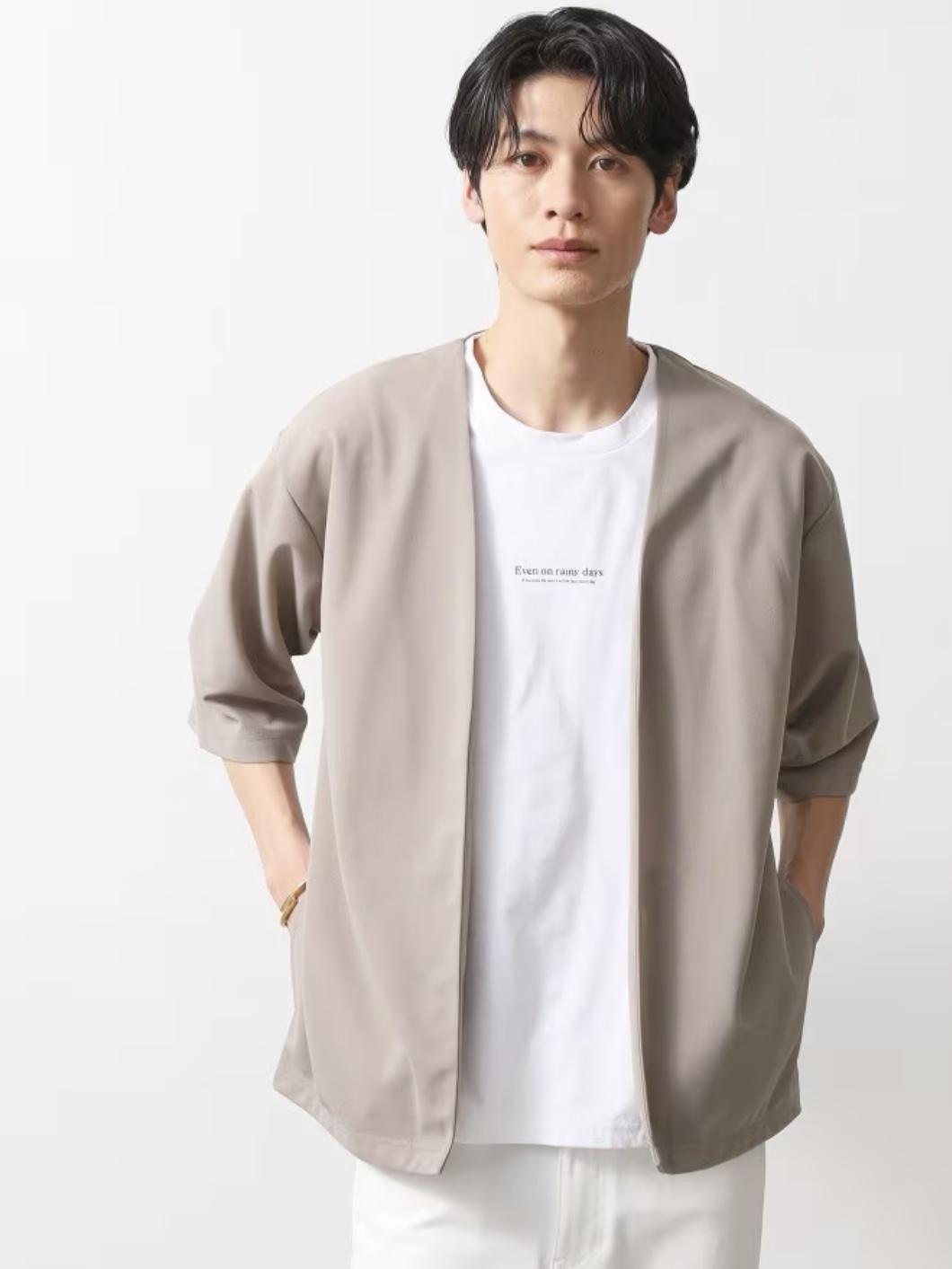 ブルーレーベル　カーディガン/Tシャツ　２点セット THE SHOP TK | 《メンズ》五分袖カーディガン＋半袖Tシャツセット