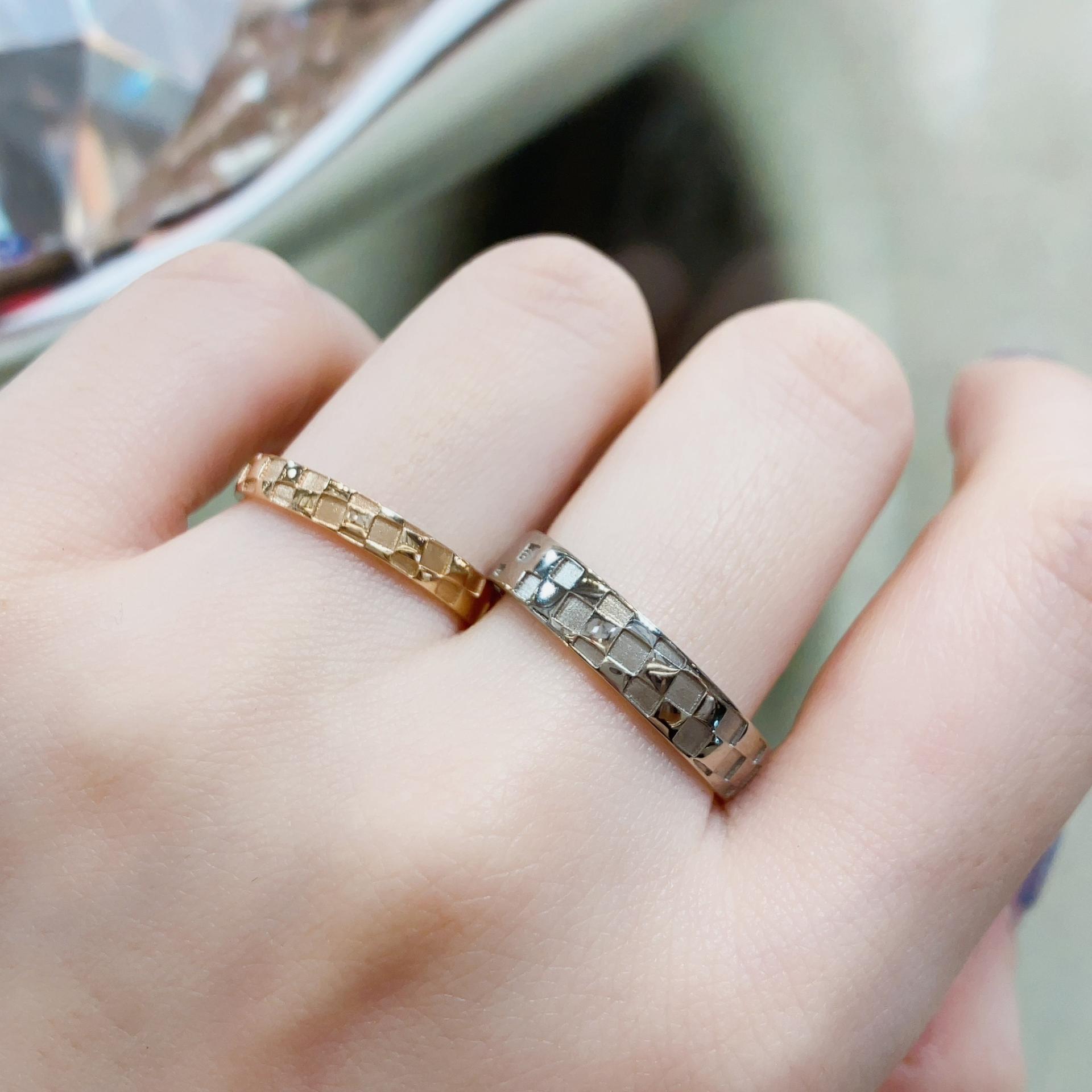 市松　2連リング リング - 市松 - （M） K10